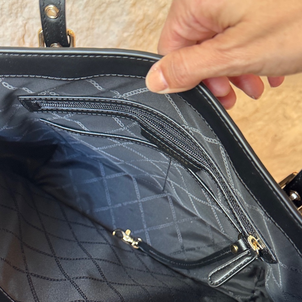 Michael Kors Black and Leopard Accent Tote - Picture 8 of 10